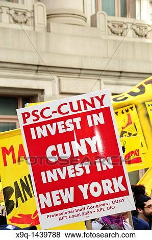 Stock Photo - May 12, 2011, Financial District Wall Street vicinity, New York City, a protest against big banks, war, racial discrimination and in favor of more money for education. Fotosearch