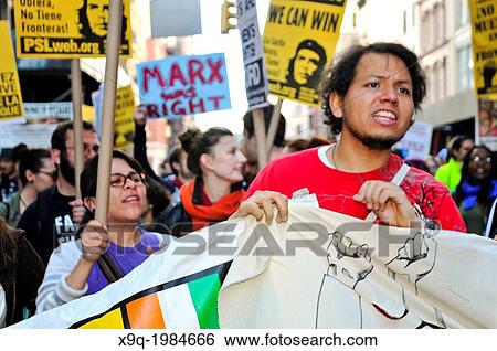 Stock Photograph - May Day 2013, International Worker Day, New York City, Union Square vicinity, lower Manhattan, USA.. Fotosearch
