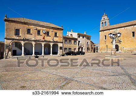 Picture - Mayor square in Alarcon. Cuenca. Castilla la Mancha. Spain.. Fotosearch