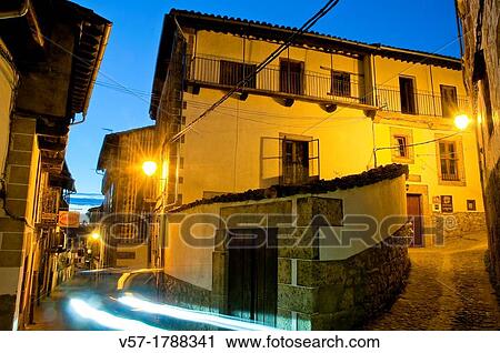 Mayor street, night view. Candelario, Salamanca province, Castilla Leon, Spain. View Large Photo Image Stock Image - Mayor street, night view. Candelario, Salamanca province, Castilla Leon, Spain.. Fotosearch