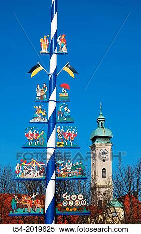 Maypole at the Viktualienmarkt in Munich View Large Photo Image Stock Photography - Maypole at the Viktualienmarkt in Munich. Fotosearch