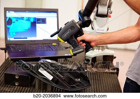 MCAx measuring arm. Coordinate measuring machine portable with escanner for contactless measurement. Measurement service. Innovative Metrology applied. Sariki Metrology. Elgoibar. Gipuzkoa. Basque Country. Spain. View Large Photo Image Picture - MCAx measuring arm. Coordinate measuring machine portable with escanner for contactless measurement. Measurement service. Innovative Metrology applied. Sariki Metrology. Elgoibar. Gipuzkoa. Basque Country. Spain.. Fotosearch