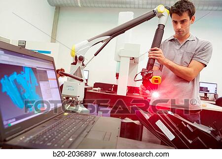 MCAx measuring arm. Coordinate measuring machine portable with escanner for contactless measurement. Measurement service. Innovative Metrology applied. Sariki Metrology. Elgoibar. Gipuzkoa. Basque Country. Spain. View Large Photo Image Stock Photo - MCAx measuring arm. Coordinate measuring machine portable with escanner for contactless measurement. Measurement service. Innovative Metrology applied. Sariki Metrology. Elgoibar. Gipuzkoa. Basque Country. Spain.. Fotosearch