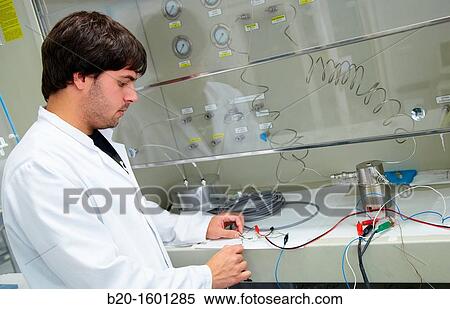 Stock Photography - Measurements of gas sensors, Electronic laboratory, Microelectronics and Microsystems Unit, CEIT (Center of Studies and Technical Research), University of Navarra, Donostia, Gipuzkoa, Basque Country, Spain. Fotosearch