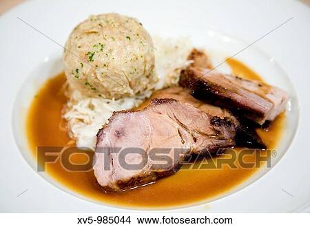 Meat with sauce and mashed potatoes. View Large Photo Image Picture - Meat with sauce and mashed potatoes.. Fotosearch