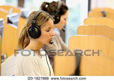 Stock Photo - Media room, language laboratory, Students, School of Business, UPV, EHU, University of Basque Country, San Sebastian, Donostia, Gipuzkoa, Basque Country, Spain. Fotosearch