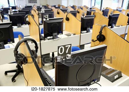 Stock Photography - Media room, language laboratory, Students, School of Business, UPV, EHU, University of Basque Country, San Sebastian, Donostia, Gipuzkoa, Basque Country, Spain. Fotosearch