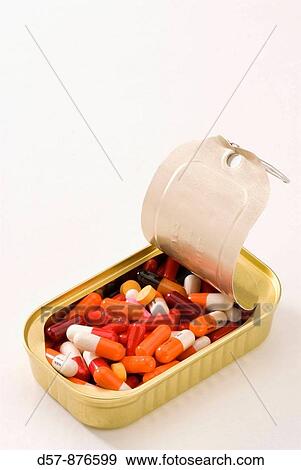 Stock Photo - Medical equipment Pills in a can. Fotosearch