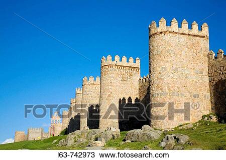 Medieval city walls, the best preserved ones in Spain. They date from 1090, with 2, 5 km long, 88 towers and 6 gates.? vila (city added to the Unesco's World Heritage List in 1985). Castilla-Le? n. Spain View Large Photo Image Stock Image - Medieval city walls, the best preserved ones in Spain. They date from 1090, with 2, 5 km long, 88 towers and 6 gates.? vila (city added to the Unesco's World Heritage List in 1985). Castilla-Le? n. Spain. Fotosearch