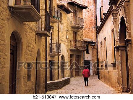 Medieval street at Sos del Rey Catolico. Cinco Villas, Zaragoza province, Arag? n, Spain View Large Photo Image Stock Photo - Medieval street at Sos del Rey Catolico. Cinco Villas, Zaragoza province, Arag? n, Spain. Fotosearch