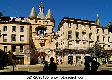 Medieval tower of the Grosse Cloche at Bordeaux, Gironde, Aquitaine, France View Large Photo Image Stock Photography - Medieval tower of the Grosse Cloche at Bordeaux, Gironde, Aquitaine, France. Fotosearch