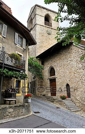 medieval village of Saint-Saphorin in the middle of Vineyard terraces of Lavaux on the bank of Leman Lake, around Lausanne, Canton of Vaud, Switzerland, Europe. View Large Photo Image Stock Image - medieval village of Saint-Saphorin in the middle of Vineyard terraces of Lavaux on the bank of Leman Lake, around Lausanne, Canton of Vaud, Switzerland, Europe.. Fotosearch