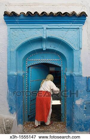 Stock Photo - medina of Chefchaouen, Rif region, Morocco, North Africa. Fotosearch