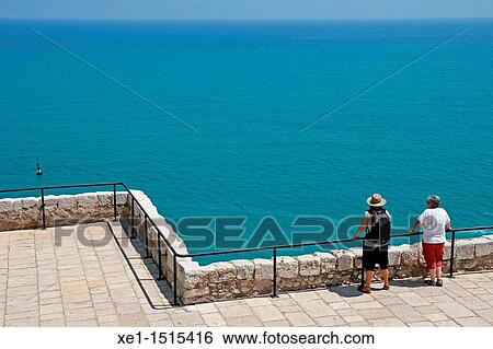 Stock Photograph - Mediterranean Sea, Castle of Peiscola, Castellon province, Comunidad Valenciana, Spain. Fotosearch