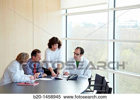 Stock Photography - Meeting room, research lab, IkerChem research lab, design and synthesis of new chemical entities with therapeutic applications in oncology, discovery and development of novel drugs for the treatment of cancer. Fotosearch