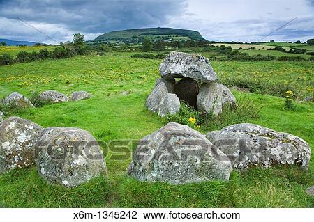 Stock Image - Megalithic tombs Carrowmore Near Sligo city, County Sligo Republic of Ireland. Fotosearch