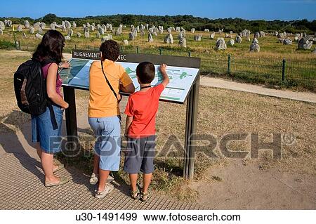 Stock Photo - Megalitic alignments of standing stones of Kermario and Menec, Archaeological site of Carnac, Morbihan department Brittany region France. Fotosearch