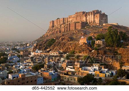 Meherangarh Fort & Town. Morning. Jodhpur. Rajasthan. India. View Large Photo Image Stock Image - Meherangarh Fort & Town. Morning. Jodhpur. Rajasthan. India.. Fotosearch