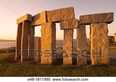 MEHIRS STANDING STONES MONUMENT PASEO DOS MENHIRES SCULPTURE PARK LA CORUNA GALICIA SPAIN View Large Photo Image Stock Photography - MEHIRS STANDING STONES MONUMENT PASEO DOS MENHIRES SCULPTURE PARK LA CORUNA GALICIA SPAIN. Fotosearch