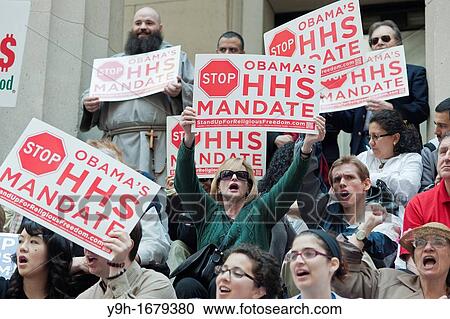Members of various religious pro-life groups protest in front of Federal Hall in New York against the implementation of President Barack Obama's healthcare mandate View Large Photo Image Stock Image - Members of various religious pro-life groups protest in front of Federal Hall in New York against the implementation of President Barack Obama's healthcare mandate. Fotosearch