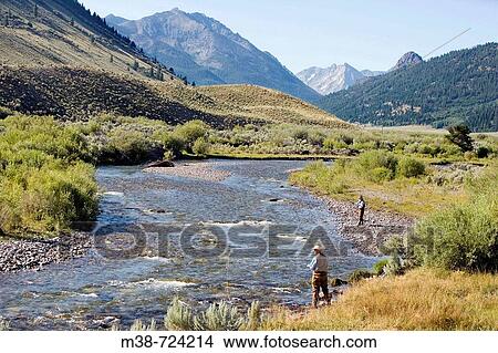 Men fly fishing, Copper Basin, Idaho, USA View Large Photo Image Picture - Men fly fishing, Copper Basin, Idaho, USA. Fotosearch