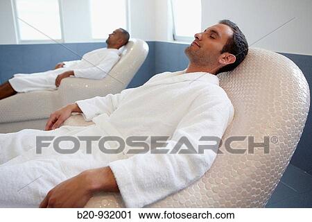 Men relaxing on hot stone seats, Spa-relais View Large Photo Image Stock Image - Men relaxing on hot stone seats, Spa-relais. Fotosearch