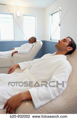Men relaxing on hot stone seats, Spa-relais View Large Photo Image Stock Image - Men relaxing on hot stone seats, Spa-relais. Fotosearch