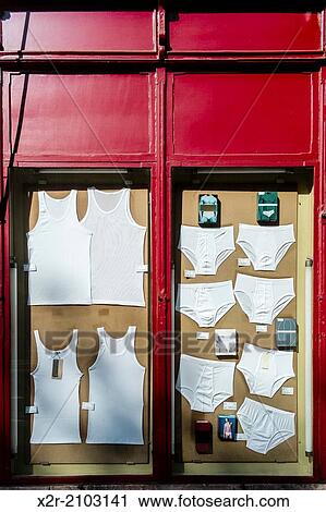 Mens underwear on displey in a shop window (Pendra da Sant Antoni, Barcelona). View Large Photo Image Stock Image - Mens underwear on displey in a shop window (Pendra da Sant Antoni, Barcelona).. Fotosearch