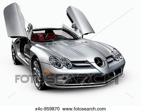Mercedes Benz Slr Mclaren ロードスター Anglo German スポーツカー 隔離された シルエット で クリッピング道 白 背景 ストックイメージ X4c Fotosearch