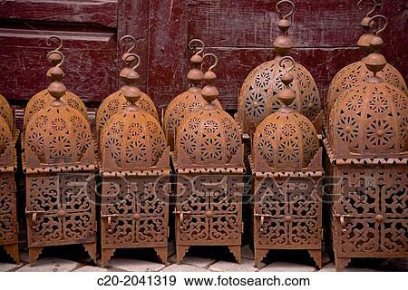 Metal Lanterns for sale in the street of the Medina, Marrakech, Morocco, North Africa. View Large Photo Image Stock Photo - Metal Lanterns for sale in the street of the Medina, Marrakech, Morocco, North Africa.. Fotosearch