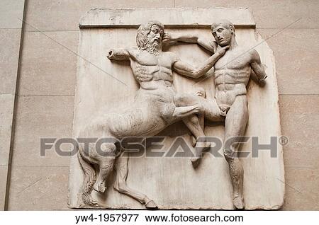 Metope depicting Centaur and Lapith fighting, British Museum, London, UK. View Large Photo Image Stock Photo - Metope depicting Centaur and Lapith fighting, British Museum, London, UK.. Fotosearch