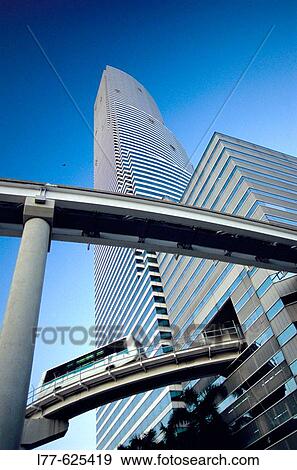 Metrorail and Miami Tower, Miami downtown, Fl, USA View Large Photo Image Stock Photo - Metrorail and Miami Tower, Miami downtown, Fl, USA. Fotosearch