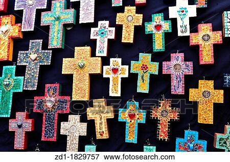 Mexican handcrafted christian crosses for sale at the art market in San Angel, Mexico City View Large Photo Image Stock Photo - Mexican handcrafted christian crosses for sale at the art market in San Angel, Mexico City. Fotosearch