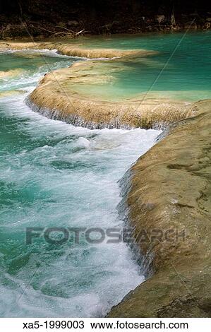Mexico, Chiapas, Cascada El Chiflon, Rio San Vicente, green waters. View Large Photo Image Stock Image - Mexico, Chiapas, Cascada El Chiflon, Rio San Vicente, green waters.. Fotosearch