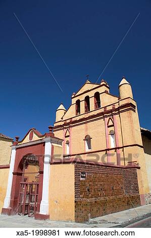 Mexico, Chiapas, San Cristobal de las Casas, Temple of Saint Nicolas, Built between 1613 - 1621. View Large Photo Image Stock Image - Mexico, Chiapas, San Cristobal de las Casas, Temple of Saint Nicolas, Built between 1613 - 1621.. Fotosearch