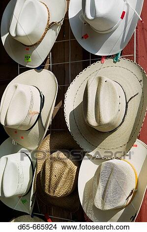 Picture - MEXICO-Guanajuato State-Delores Hidalgo: Town Market- Cowboy Hats for Sale. Fotosearch