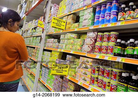 Mexico, Mexico City, DF, D. F., Distrito Federal, Cuauhtemoc, Centro Historico, Bodega Comercial Mexicana, supermarket chain, business, shopping, packaging, shelf, tea, herbal, tea bags, sign, sale, price, baking powder, competing brand, Hispanic, woman,. View Large Photo Image Stock Photo - Mexico, Mexico City, DF, D. F., Distrito Federal, Cuauhtemoc, Centro Historico, Bodega Comercial Mexicana, supermarket chain, business, shopping, packaging, shelf, tea, herbal, tea bags, sign, sale, price, baking powder, competing brand, Hispanic, woman,.. Fotosearch