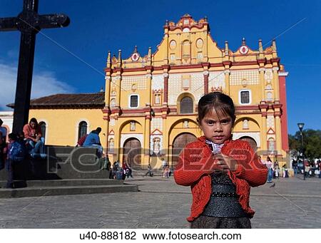 Mexico, San Cristobal las Casas, Mayan girl in front of Cathedral (MR) View Large Photo Image Stock Image - Mexico, San Cristobal las Casas, Mayan girl in front of Cathedral (MR). Fotosearch