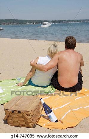 Stock Photography - Michigan, Traverse City, West Arm Grand Traverse Bay, Clinch Park, beach. Fotosearch