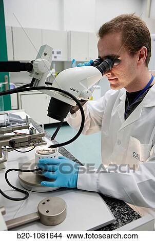 Picture - Microwelding a nanodevice, sample preparation laboratory, microwelder, CIC nanoGUNE Nanoscience Cooperative Research Center, Donostia, Gipuzkoa, Euskadi, Spain. Fotosearch