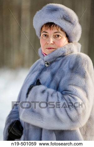 Middle aged woman in fur at winter, Russia View Large Photo Image Stock Photo - Middle aged woman in fur at winter, Russia. Fotosearch