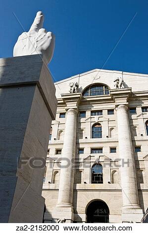 ? Middle finger? Maurizio Cattelan's sculpure the Milan stock exchange View Large Photo Image Stock Image - ? Middle finger? Maurizio Cattelan's sculpure the Milan stock exchange. Fotosearch