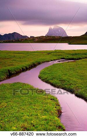 Midi D' Ossoue peak at dawn from Lake Anayet View Large Photo Image Stock Image - Midi D' Ossoue peak at dawn from Lake Anayet. Fotosearch