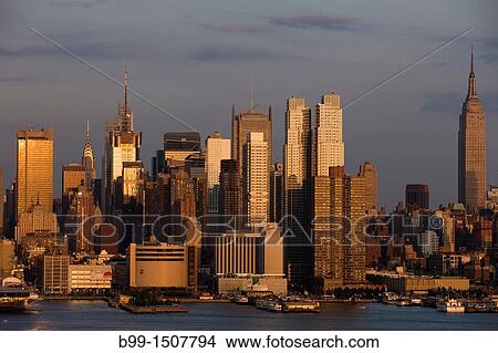 MIDTOWN SKYLINE HUDSON RIVER MANHATTAN NEW YORK CITY USA View Large Photo Image Picture - MIDTOWN SKYLINE HUDSON RIVER MANHATTAN NEW YORK CITY USA. Fotosearch