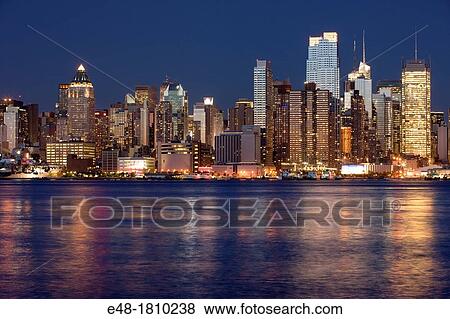 MIDTOWN SKYLINE HUDSON RIVER MANHATTAN NEW YORK CITY USA View Large Photo Image Stock Photo - MIDTOWN SKYLINE HUDSON RIVER MANHATTAN NEW YORK CITY USA. Fotosearch