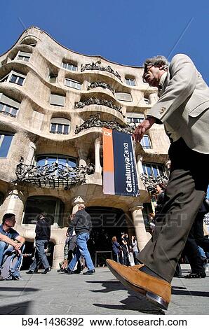 Mila House (aka La Pedrera) by Gaudi, Barcelona, Catalonia, Spain. View Large Photo Image Stock Image - Mila House (aka La Pedrera) by Gaudi, Barcelona, Catalonia, Spain.. Fotosearch