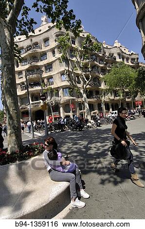 Mila House (aka La Pedrera) by Gaudi, Barcelona, Catalonia, Spain. View Large Photo Image Stock Photograph - Mila House (aka La Pedrera) by Gaudi, Barcelona, Catalonia, Spain.. Fotosearch
