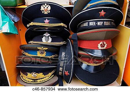 Picture - Military Hats. St. Petersburg. Russia.. Fotosearch