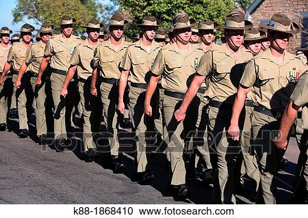 Stock Image - Military parade by Australien soldiers returning from Iraq Darwin, Australia,. Fotosearch