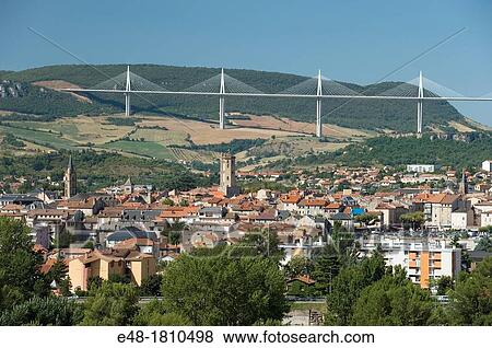 Stock Photo - MILLAU VIADUCT MILLUA MASSIF CENTRAL AVEYRON FRANCE. Fotosearch